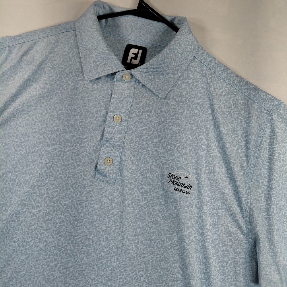 FootJoy Stone Mountain Golf Club Mens Large Blue Micro Dot Performance Polo